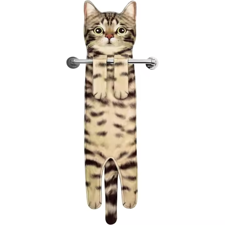 Toallas divertidas para cocina y baño, toallas y paños decorativos con forma de gato, regalo para Pascua, inauguración de casa o cumpleaños - 1