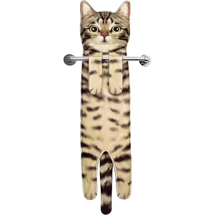 Toallas divertidas para cocina y baño, toallas y paños decorativos con forma de gato, regalo para Pascua, inauguración de casa o cumpleaños - 1