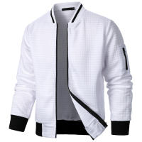 Chaqueta De Manga Larga Para Hombre Con Cuello Erguido Y Cremallera Estilo Casual Chaqueta De Patoche Con Patrón Cuadriculado - details 6