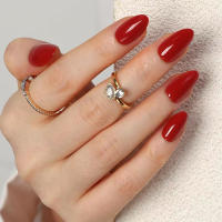 ARTAUG 24PCS Uñas Postizas Presión Cortas Cuadradas Rojo Tinto Cubiertas Completo Set De Uñas Postizas Para Verano Navidad Día De La Madre Brillo - details 32