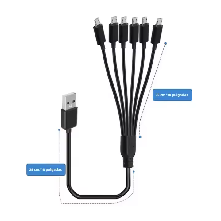 Cable De Carga Y Sincronización USB a 2.0 a Micro USB Para Teléfonos Android Tabletas Reproductores Y Más Dispositivos 1-6 Puertos - 1