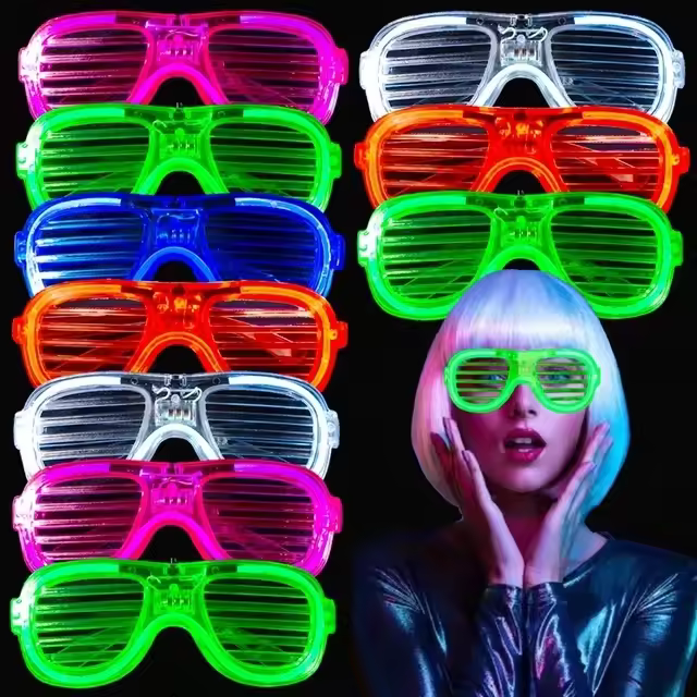 Gafas LED De Brillo En La Oscuridad En Multiple Neón Para Fiesta Cierta Fiesta De Navidad Mardi Gras Cumpleaños Luces De Lámpara De Sombra - 1