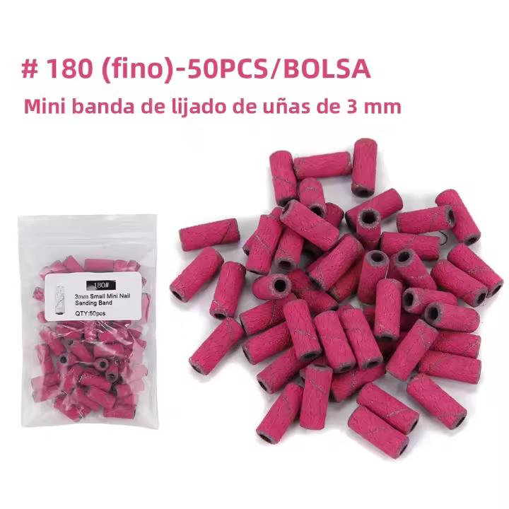 Banda De Lijado Para Uñas Mini 3mm #120 #180 #240 Acero Inoxidable Accesorios De Manicura Eléctrica Rosca Mandril Rosa - 1