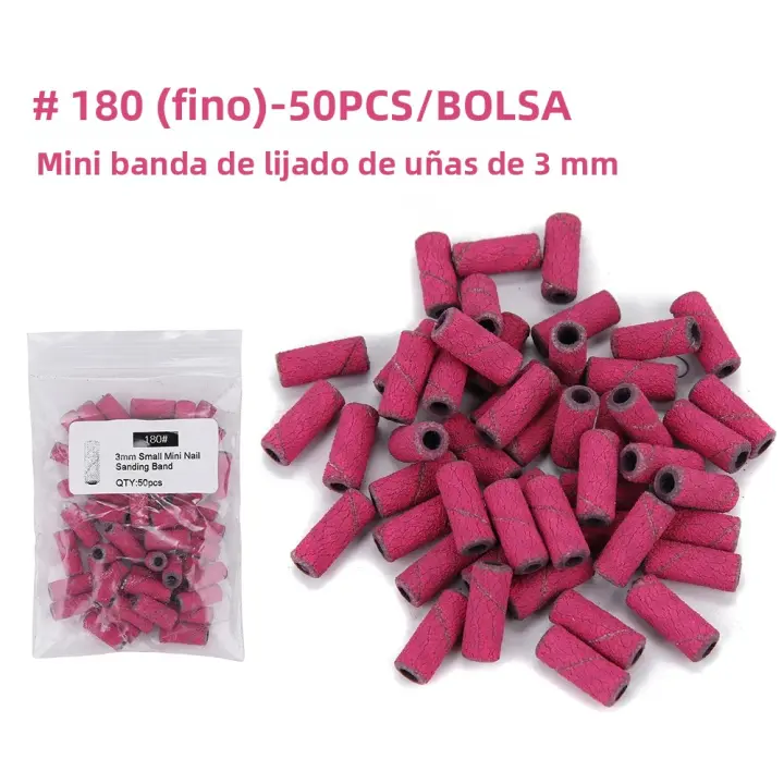 Banda De Lijado Para Uñas Mini 3mm #120 #180 #240 Acero Inoxidable Accesorios De Manicura Eléctrica Rosca Mandril Rosa - 1