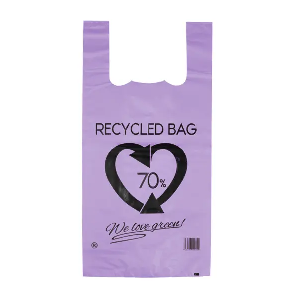 MONOUSO | Bolsa Plástico Camiseta Reutilizable Morada 42x53cm 50µm (1 Kg) - 1