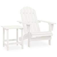 vidaXL Silla con otomana y mesa jardín Adirondack macizo abeto en color Blanco/Gris | cómodas modernas ergonómicas para comedor cocina salón hogar - details 0