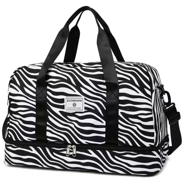 Bolsa De Viaje De Mujer Con Estampados Animal Amplio Y Duradera Capacidad Grande De Nylon Bolsa Deportiva Para Fin De Semana Y Noche - 1