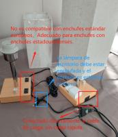 Lámpara de mesa con Regulador de intensidad y Puerto de Carga, equipada para dormitorio, Sala de estar, lámpara de Noche, con base de Veta de madera y bombilla,. (El enchufe de carga incluido con la Luz no cumple con los reglamentos europeos). - details 0