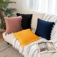 Fundas Para Cojines Negros Con Borlas Hechas a Mano 30x50cm 45x45cm 50x50cm De Velours Sólido Para Sofá Sala De Estar Dormitorio - details 9