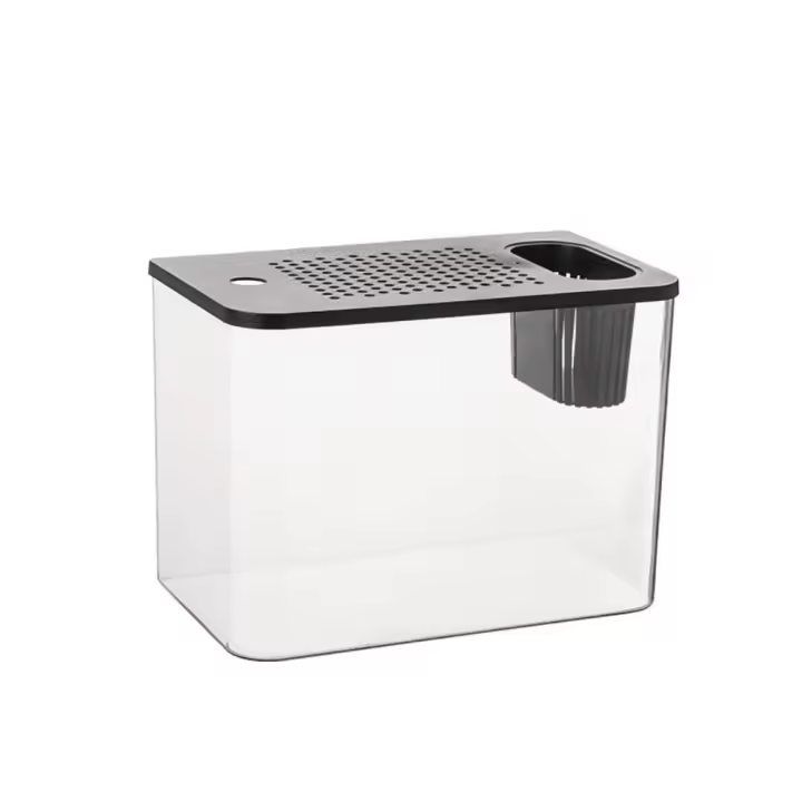 Acuario Transparente Con Tapa Y Resistentes a Caídas Para Peces Y Tortugas Material PET+ABS Decoración De Hydroponia Para El Hogar - 1