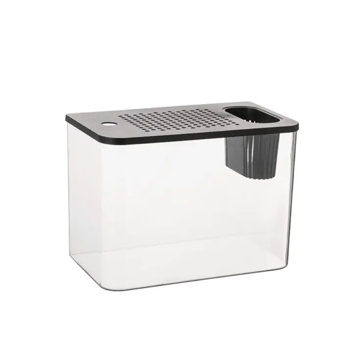 Acuario Transparente Con Tapa Y Resistentes a Caídas Para Peces Y Tortugas Material PET+ABS Decoración De Hydroponia Para El Hogar - 1