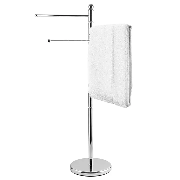 Soporte para Colgar Toallas ,de Pie ,sin Taladrar , Metal Acero, con 3 Brazos Giratorios - Baño Moderno y Práctico - 1