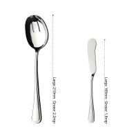 Mr.Spoon Serie Raya,Set Cubiertos ensalada y Cuchillo mantequilla 2, 6, 12, 24 o 48 piezas,Acero inoxidable18/0,Económico y funcional,Set Cubiertos ensalada210mm,Cuchillo mantequilla165mm,Mango monobloque,Apto para lavavajillas,Para casa,hotel,restaurante - details 0