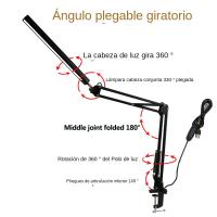 Lámpara De Escritorio LED Plegable Con Brazo Largo Y Ajuste De 3 Colores Luz De Mesa Para Dormitorio Sala De Estar Lectura Computadora - details 5