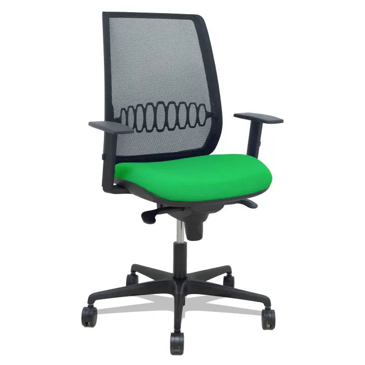 Silla Alares sincro malla negra bali verde brazo regulable - 1