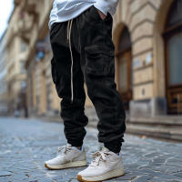 Pantalones De Corduroy Para Hombre Con Bolsillos Calientes yVintage De Punto De Fleco Diseño Antigüedad Trabajo Libre Con Cierre Elástico Y Cordón Para Otoño E Invierno - details 3