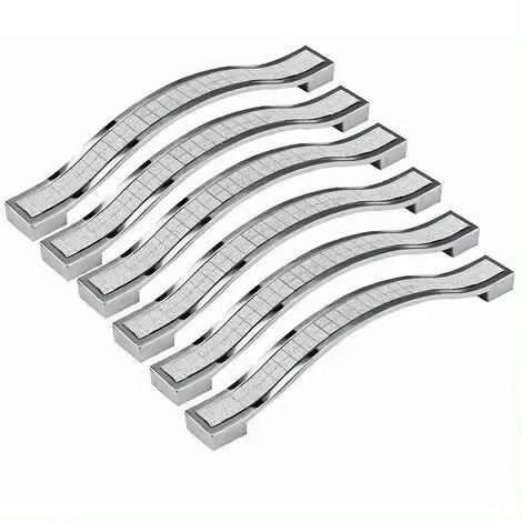 6 Tiradores de Cristal para Puertas de 128 mm Tiradores decorativos para Puertas Tiradores para muebles Cajón de armarario Armaro Ropero, Plata - 1
