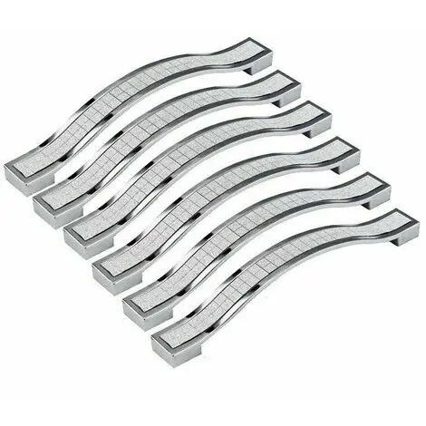 6 Tiradores de Cristal para Puertas de 128 mm Tiradores decorativos para Puertas Tiradores para muebles Cajón de armarario Armaro Ropero, Plata - 1