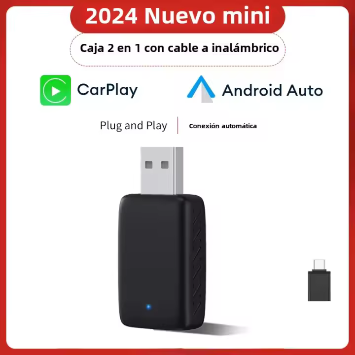 Adaptador Wireless Carplay 2en1 Android Auto XUDA Dongle Inteligente Mini Boquilla Plug And Play Para Volvo Benz Cadillac Jeep Lexus Buick VW - 1