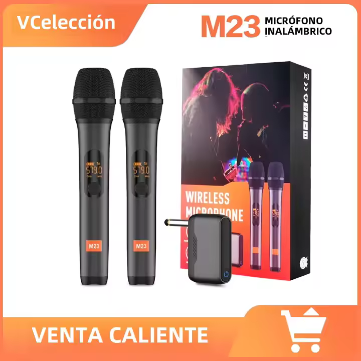 Micrófono Inalámbrico M23 UHF Sistema De Karaoke Con Receptor Recargable De 2 Canales Para Fiesta En La Iglesia Y Altavoz - 1