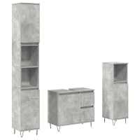 vidaXL Set muebles de baño 2 piezas madera contrachapada gris hormigón - details 1