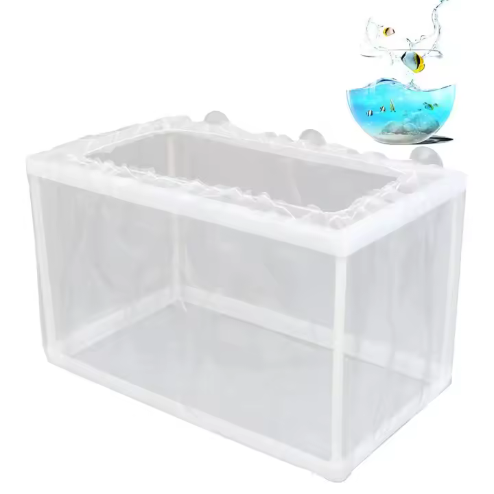 Caja De Criador De Peces Con Red Y Ventosas Para Acuario Caja De Incubación De Juveniles De PP+Malla Tamaño Pequeño 16x14x15cm Tamaño Grande 26x15x16cm - 1