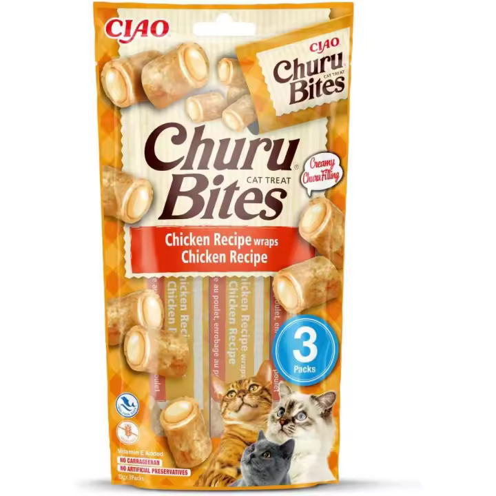 Pack de 3  Churu Bites Bocaditos Receta De Pollo Para Gatos 3X10gr - 1