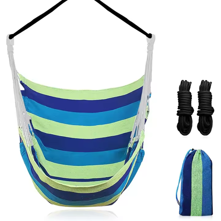 Garden Hanging Chair, Hanging Seats, Indoor Hammock, Swing Chair for Kids and Adults, Camping Hanging Chair, Hanging Chair for Outdoor/Terrace/Camping/Beach/Travel Blue - 1