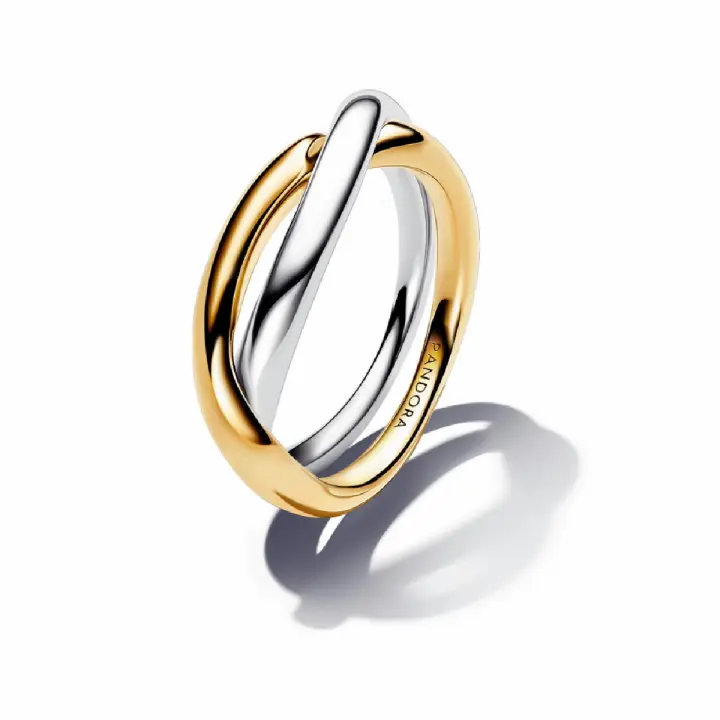 Anillo Pandora Bandas Entrelazadas en Dos Tonos - 1