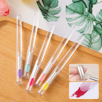 5pcs Sticks De Aplicador De Silicona Planas Borradores Reutilizables Para Labios Con Cubierta Para Prevenir La Polvo Herramientas De Aplicación De Polvo De Uñas - details 4