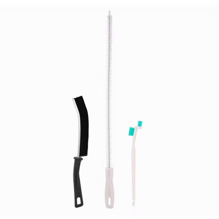 Cofan Set de 3 Cepillos de Limpieza Multifunción para Baños, Cocinas y Ventanas | Limpia Ranuras, Raíles, Persianas, Tuberías y mucho más | Acero Inoxidable, ABS y Aluminio - 1