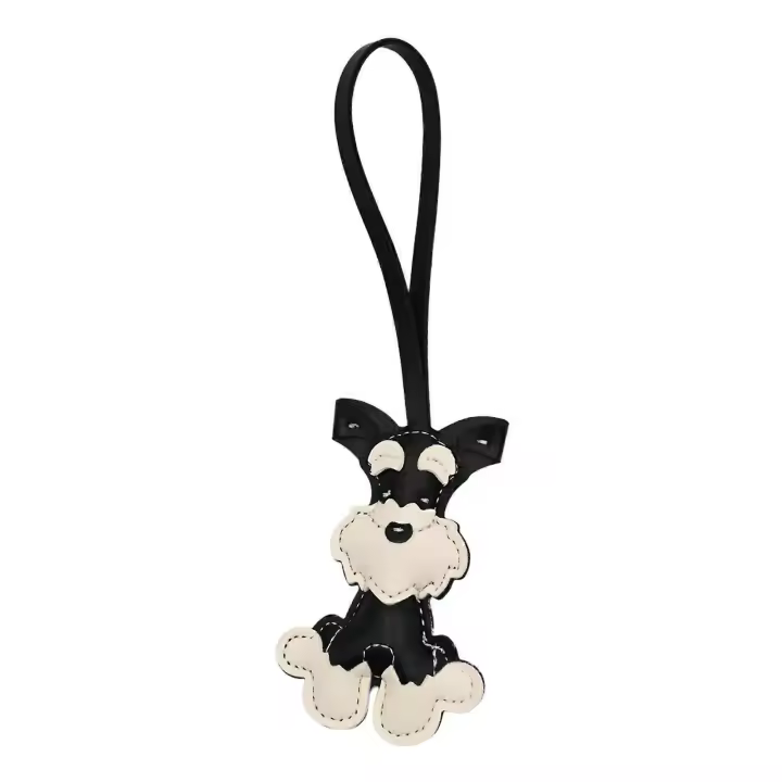 Multipurpose Schnauzer perro llavero accesorio de moda para los amantes de las mascotas y las personas con estilo en resistente pu cuero marrón - 1