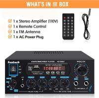 Sunbuck Mini Amplificador HiFi Audio Bluetooth, 110V Receptor Amplificador Estéreo Doméstico de 200 W de Potencia, para Uso en Estudios de Entretenimiento en Teatro, con USB, Radio FM, Control Remoto - details 0