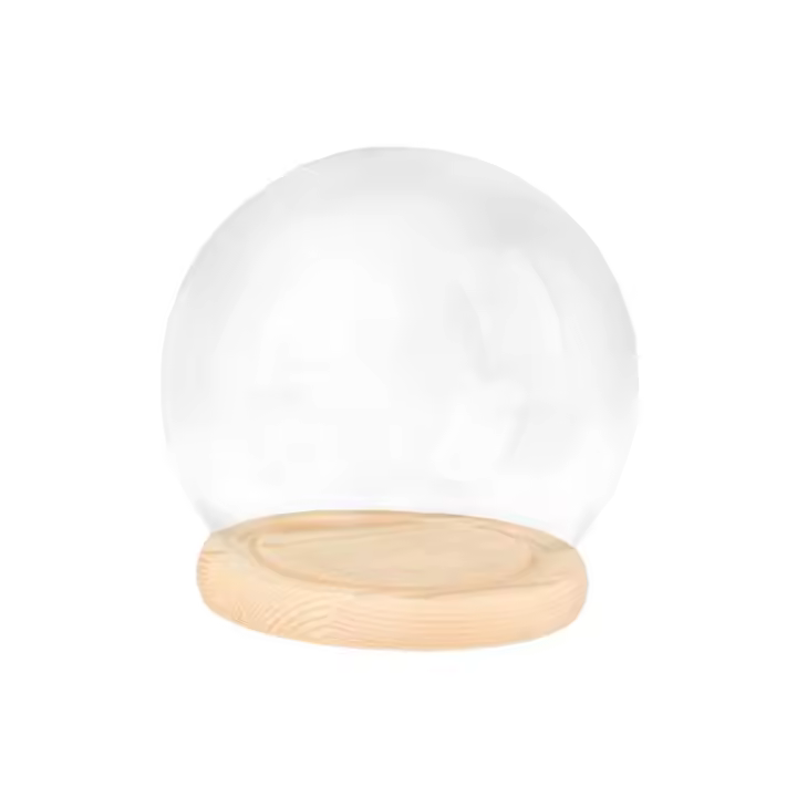 Juego De Domos De Vidrio Transparente Con Base De Madera Para Decoración De Casas De Muñecas Caja De Exhibición Protectora Micro Paisaje Soporte Para Colecciones - 1