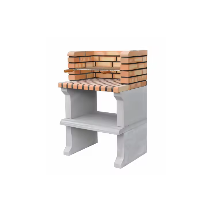 MOVELAR - Barbacoa de Obra Prefabricada para Leña y Carbón Modelo Sines Short (Gris, Naranja - 72,5 x 58 x 114 cm) REF: 3517 - Uso en Exteriores - 1