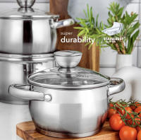 Batería de Cocina OTA line 6 Piezas en Acero Inoxidable Premium con Sartén de Revestimiento de Mármol, Ideal para Todo Tipo de Cocinas - details 1