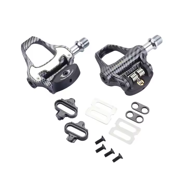 RACEWORK Pedal De Bicicleta De Carretera Ultra-Ligero De Fibra De Carbono Con Bloqueo Automático Y Rodamientos De Aluminio SPD R550 - 1