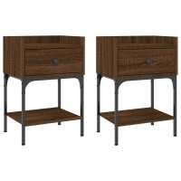 vidaXL Mesita noche 2 unidades madera ingeniería 40,5x31x60 cm Negro, Roble Sonoma, Roble ahumado Mesita habitacion mesitas de noche dormitorio para Salón, Estudio, Mesa Auxiliar - details 4