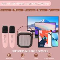 FGNS Máquina de Karaoke para adultos y niños, con 2 Micrófonos Inalámbricos, Altavoz Karaoke Portátil con Luz LED y Efectos de Cambio de Voz, Mini Altavoz Bluetooth portátil con 2 micrófono, luces Led para fiesta en casa, regalos de cumpleaños. - details 1