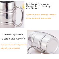 Taza De Cerveza Doble De Acero Inoxidable 500/450ml Con Asa Taza De Café Para Exteriores Y Camping Taza Portátil Aislada - details 3
