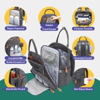 Bolsa de pañales Mochila-Bolsa de pañales impermeable multimorción, Travel Essentials Baby Tote with cambiador, Correas de cochecito y Funda de Chupete-Unisex, Dark Gris - details 0