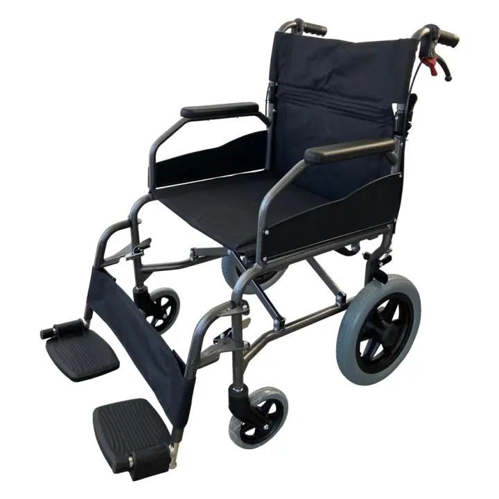 Mobiclinic Silla de Ruedas de tránsito Museo Plegable Aluminio Ultraligera Freno en manetas Respaldo abatible Asiento 45 cm Reposapiés Reposabrazos Color Negro - 1