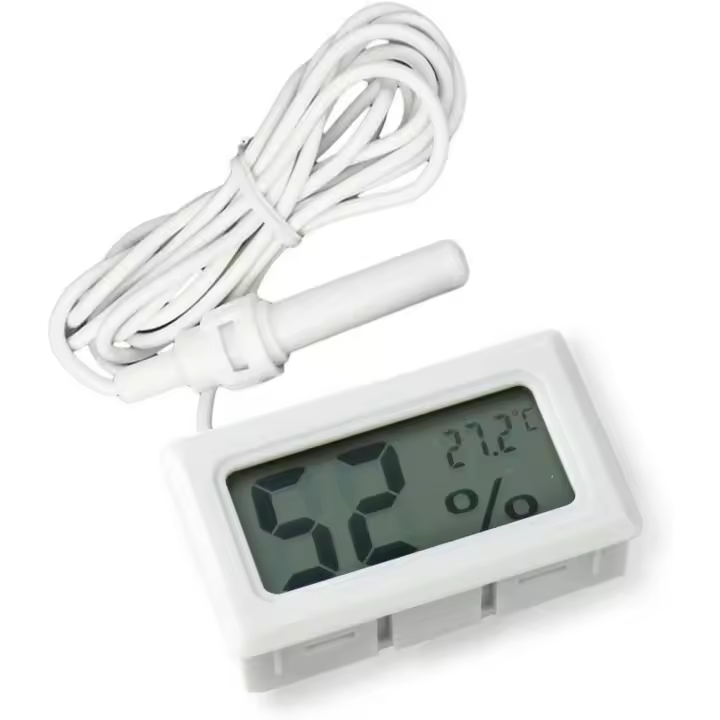 Termómetro higrómetro LCD digital incorporado 2 en 1 con externo para incubadora de reptiles de acuario de aves de corral - Blanco - 1