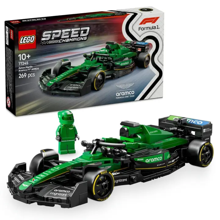 LEGO 77245 Speed Champions Coche de Carreras Aston Martin Aramco F1 AMR24, Juguete, Maqueta de Vehículo de Fórmula 1 con Minifigura de Piloto, Regalo para Niños y Niñas de 10 Años o Más - 1