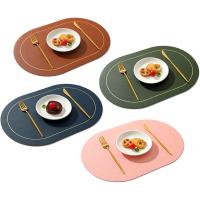 Juego De Tapetes Para Mesa De Cuero Lavables Y Resistente Al Calor Antideslizante Impermeable Para Comedor Tamaños 45x30CM Colores Variados - details 3