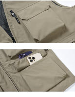 Chaleco De Moda Para Hombre FGKKS Color Sólido Estilo Herramienta Delgado Con Multiple Bolsillos Casual Cierre De Cremallera Talla Regular - details 7