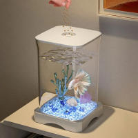 Pequeño Acuario De Escritorio Mini Pez Dorado Tanque Betta Transparente Desmontable Caja De Acuario Pequeño Para Animales Acuáticos Para Sala De Estar En Casa - details 5