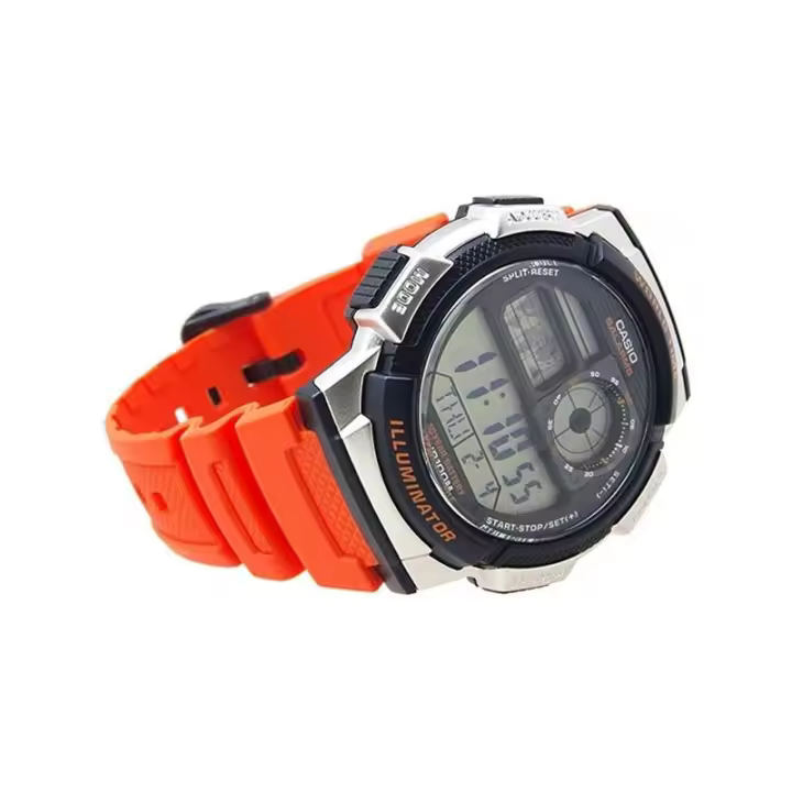 Reloj Casio digital AE-1000W-4B hombre naranja luz led water resist 100m - 1