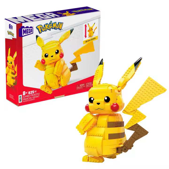MEGA Construx Pikachu Gigante PokemonFigura  Coleccionable - Idea de Regalo- Mercancia Oficial - Juguetes para Niños y Adultos - Movies Fans - Muñeco para Coleccionistas y Exposición - 1