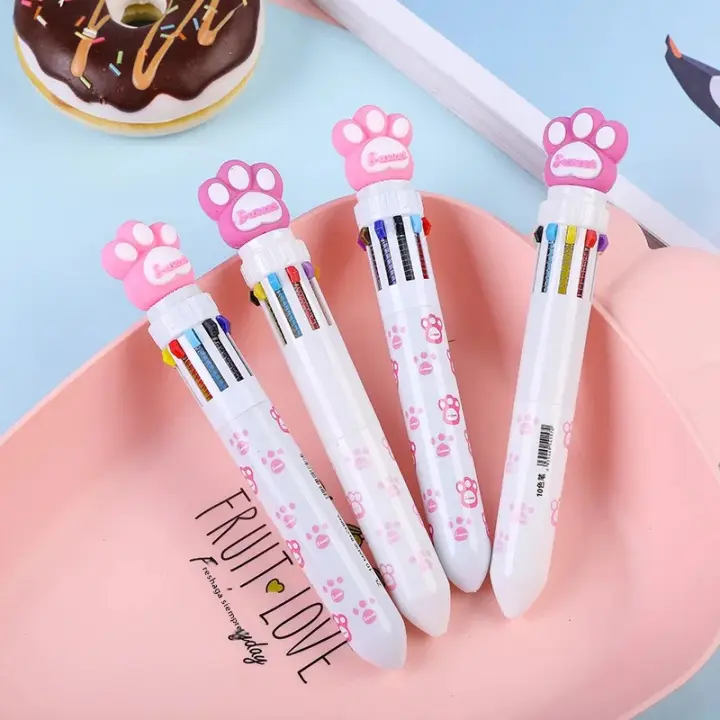 4pcs Bolígrafo De Aceite Creativo Y Lindo Nueva Pluma Para Colores Variados Multifuncional De 10 Colores Bolígrafo Gel Plástico - 1